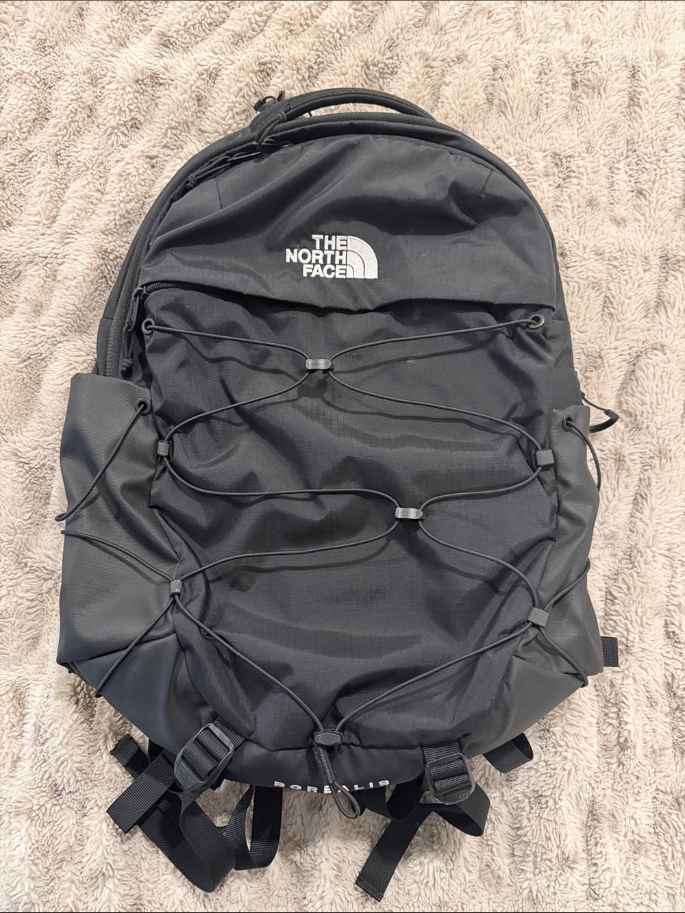 The North Face Black Backpack with Front Bungee Cord